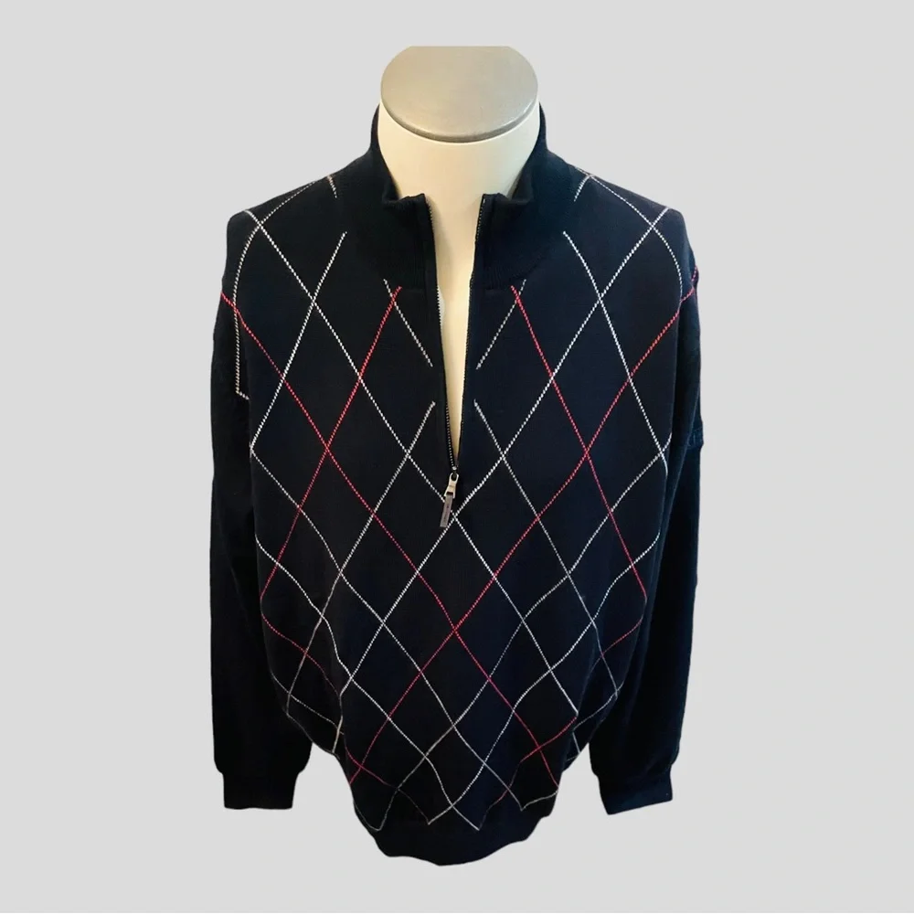 FAIRWAY & GREENE GOLF MENS RAKER SWEATER NAVY SIZE LARGE